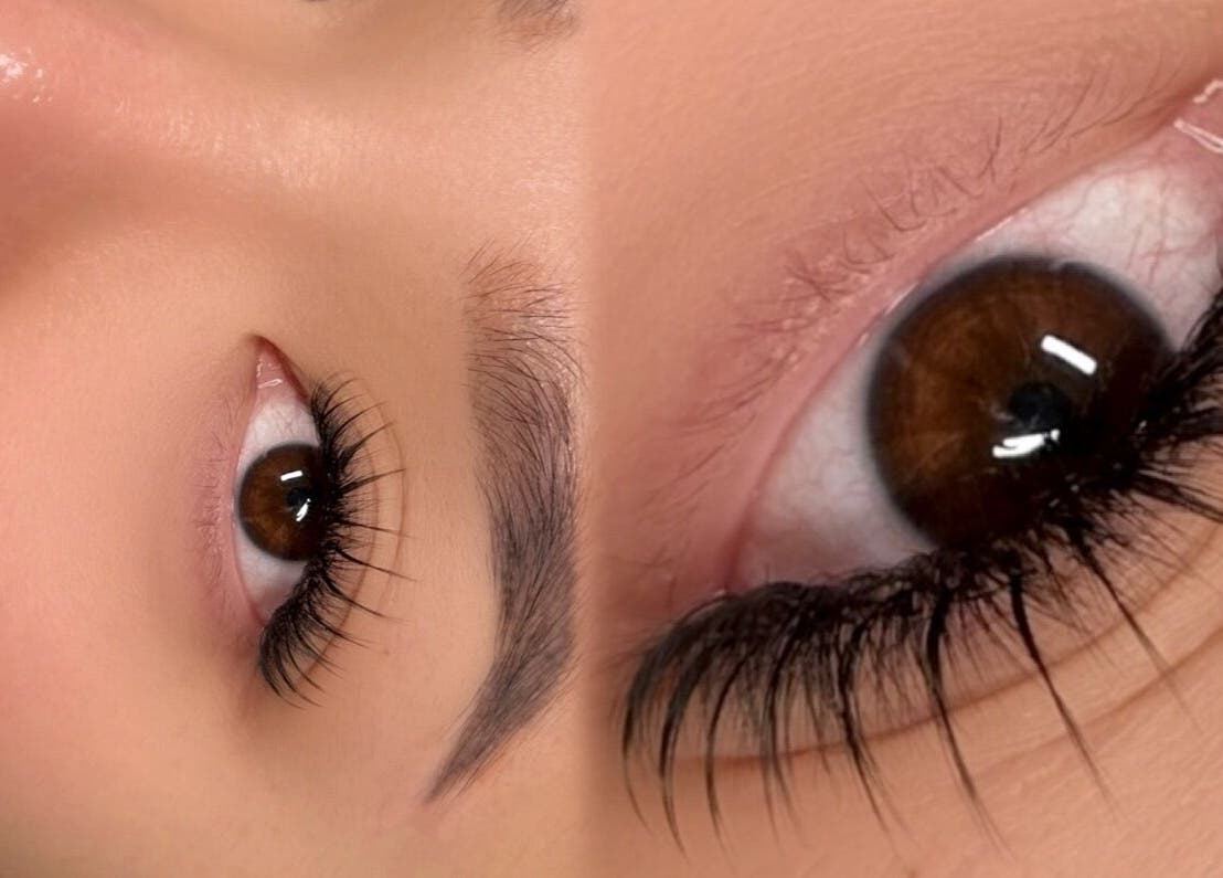 Close-up of elegant eyelash extensions at Blinkwzoe in Burnaby, British Columbia, CA.