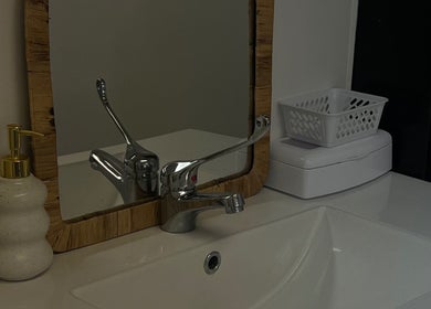 Elegant bathroom sink and mirror setup at Gel X By Grace, Joondalup, Western Australia, AU.