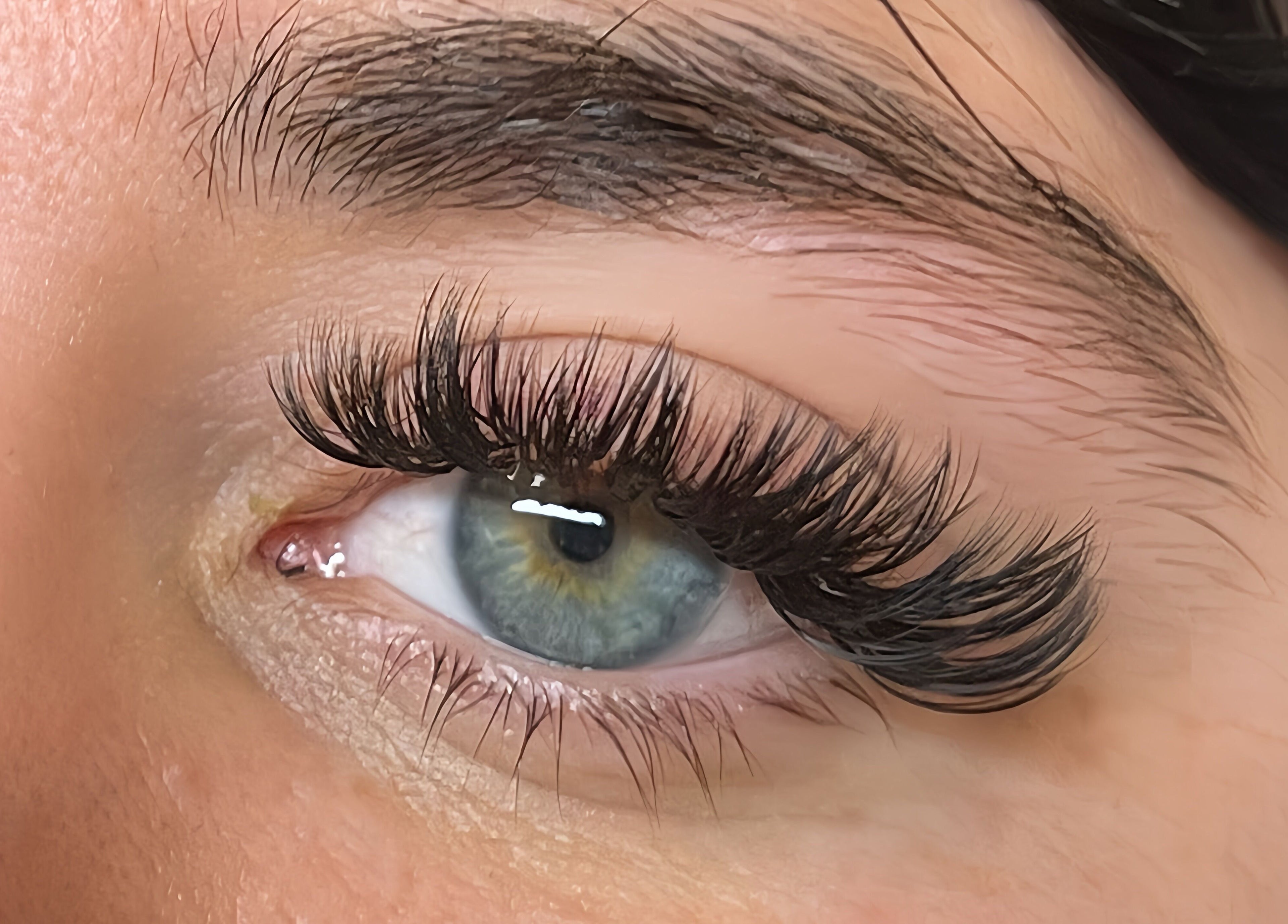 Close-up of eyelash extensions at Haruka Lashes and Brows Japanese Salon, Subiaco, Western Australia, AU.