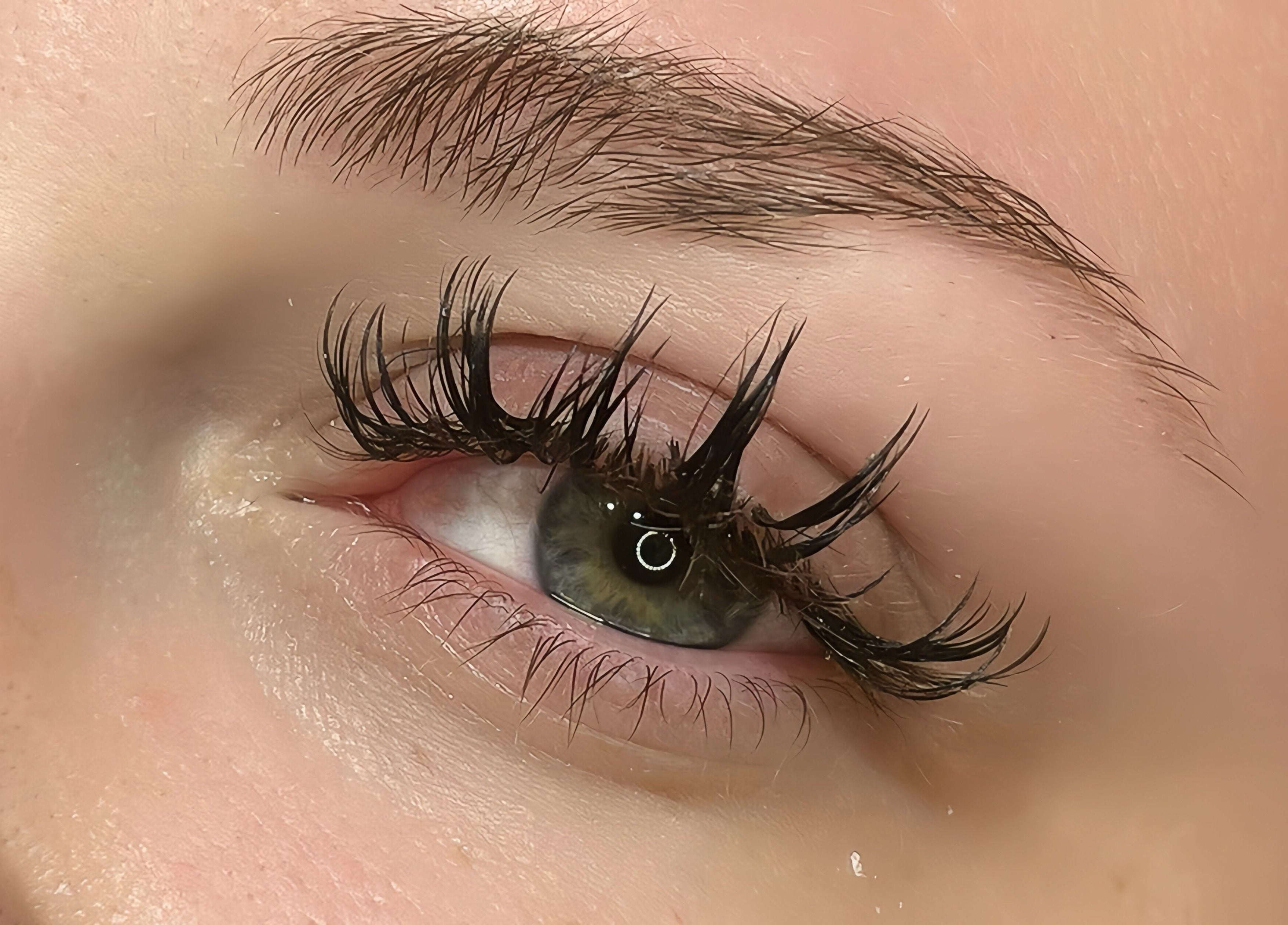Close-up of styled eyelashes at Haruka Lashes and Brows Japanese Salon, Subiaco, Western Australia, AU.