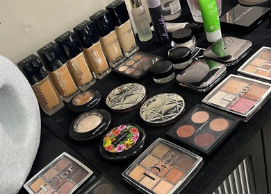 Luxury makeup selection at Dan Campbell Makeup in Glasgow, Scotland, GB. Premium beauty products showcased elegantly.