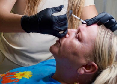 Facial injection at Skin Solutions Clinic in Middleton, England, GB for youthful skin.