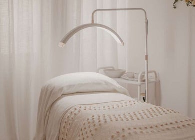 Tranquil treatment room at Aurelia Skin Therapies, Napier, Hawke's Bay, NZ. Soft lighting and decor create calm.
