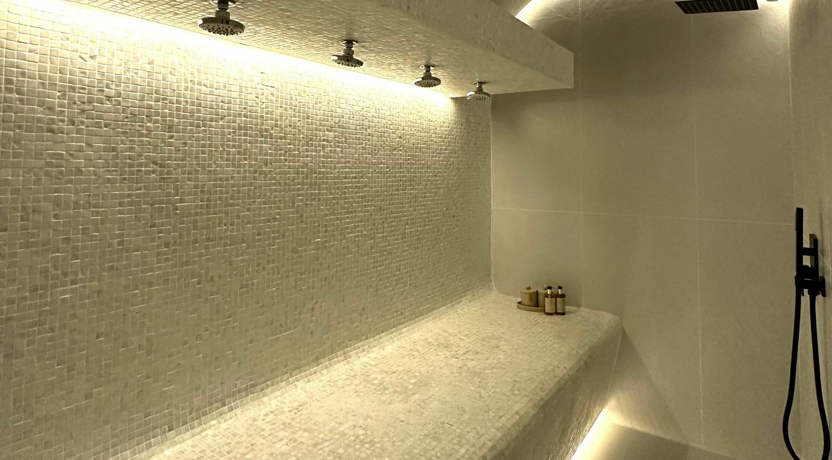 Luxe steam room with mood lighting at Regina Spa Dubai (First Spa) in Dubai, Dubai, AE.