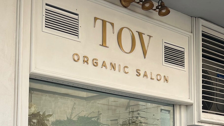 Signage of TOV Organic Salon located in Tas-sliema, MT, showcasing elegant design.