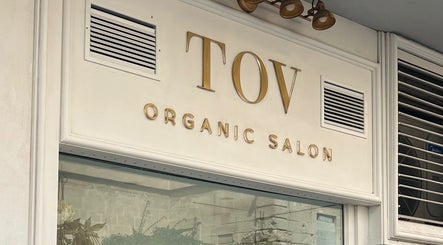 Signage of TOV Organic Salon located in Tas-sliema, MT, showcasing elegant design.