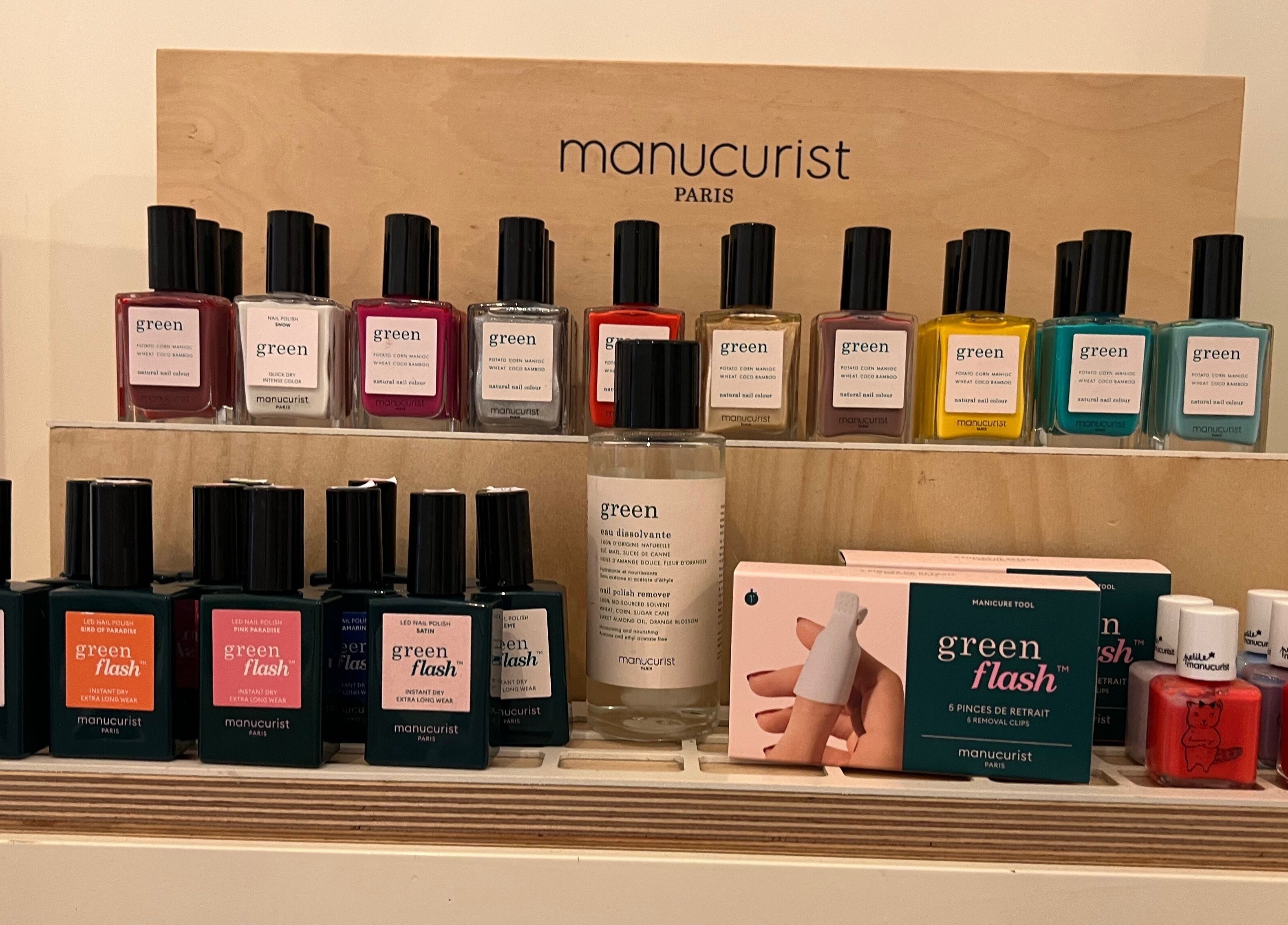 A vibrant display of eco-friendly nail polish at TOV Organic Salon, Tas-sliema, MT.