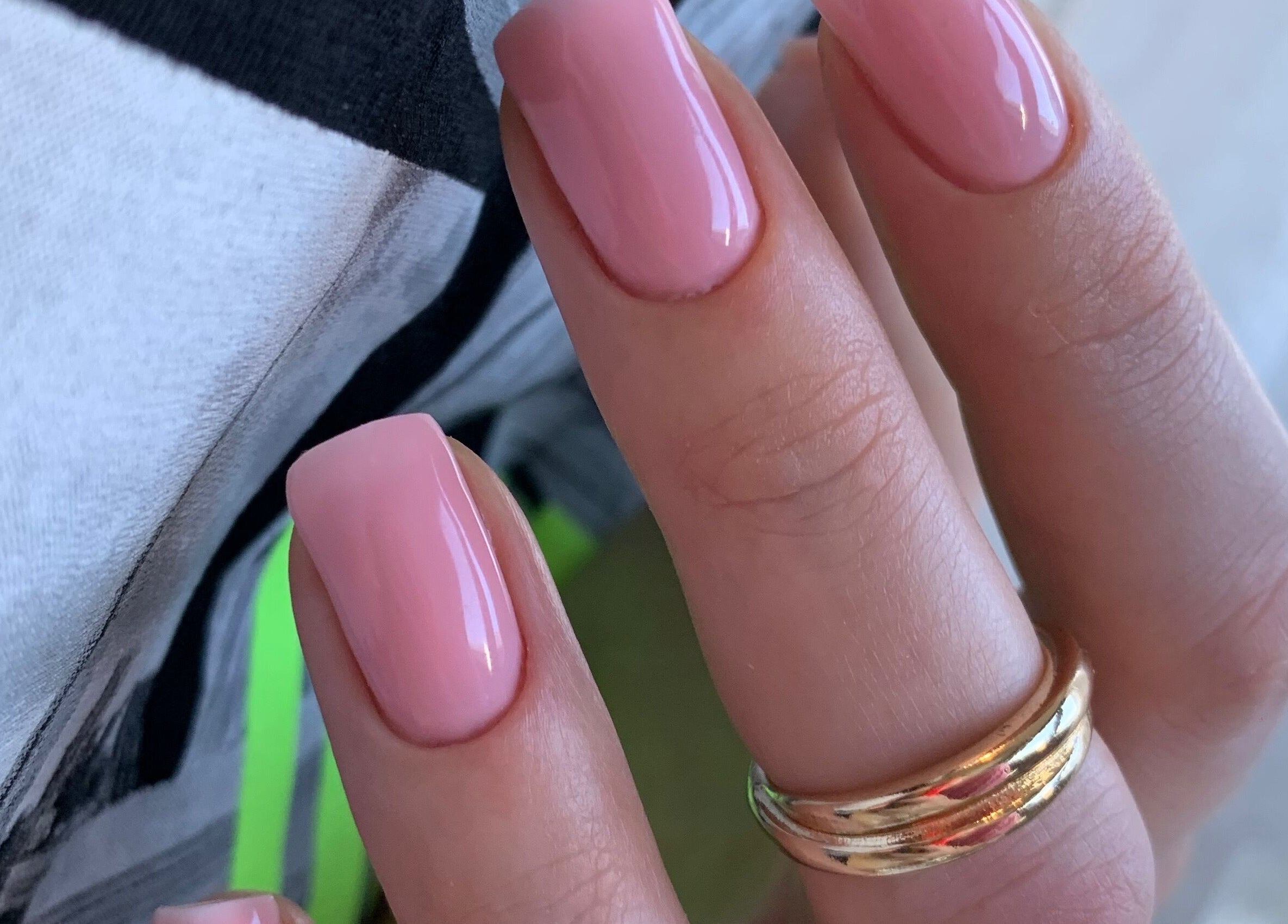 Elegant pink manicure at Pink Lemonade Beauty Plaza, Key West, Florida, US.
