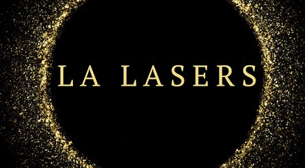 LA Lasers gold glitter logo, Christchurch, Canterbury, NZ.