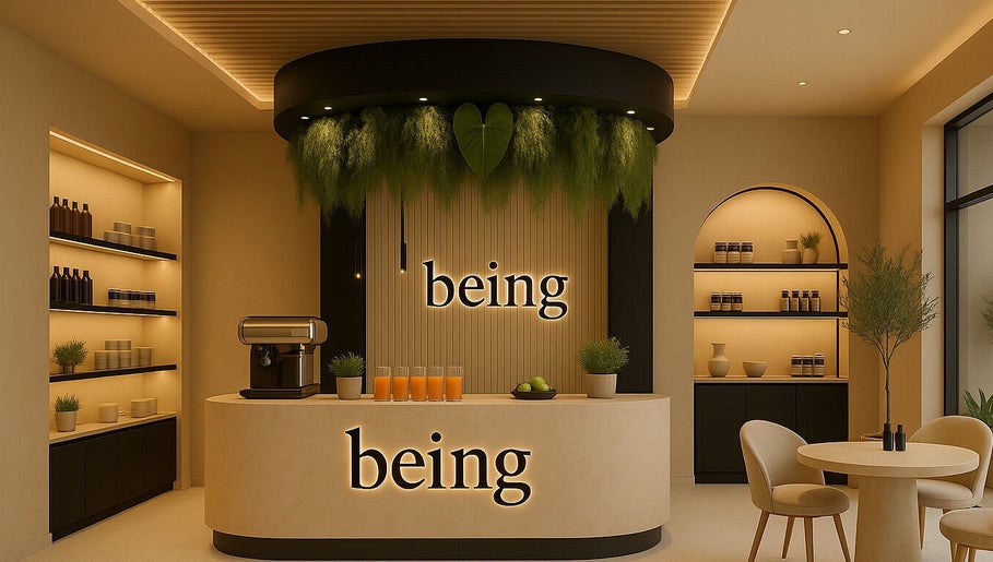 Elegant reception at Being | Bryanston, Sandton, Gauteng, ZA showcasing minimalist design with warm lighting.