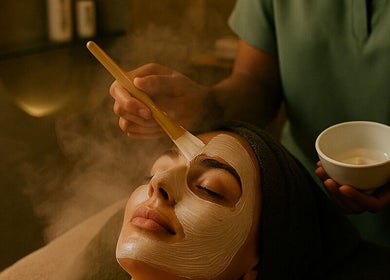Facial treatment in progress at Being | Bryanston, Sandton, Gauteng, ZA, promoting relaxation and wellness.