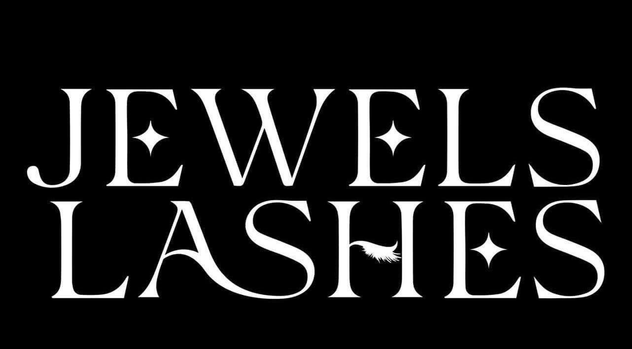 Jewels Lashes logo featuring stylish design located in Glendale, California, US.