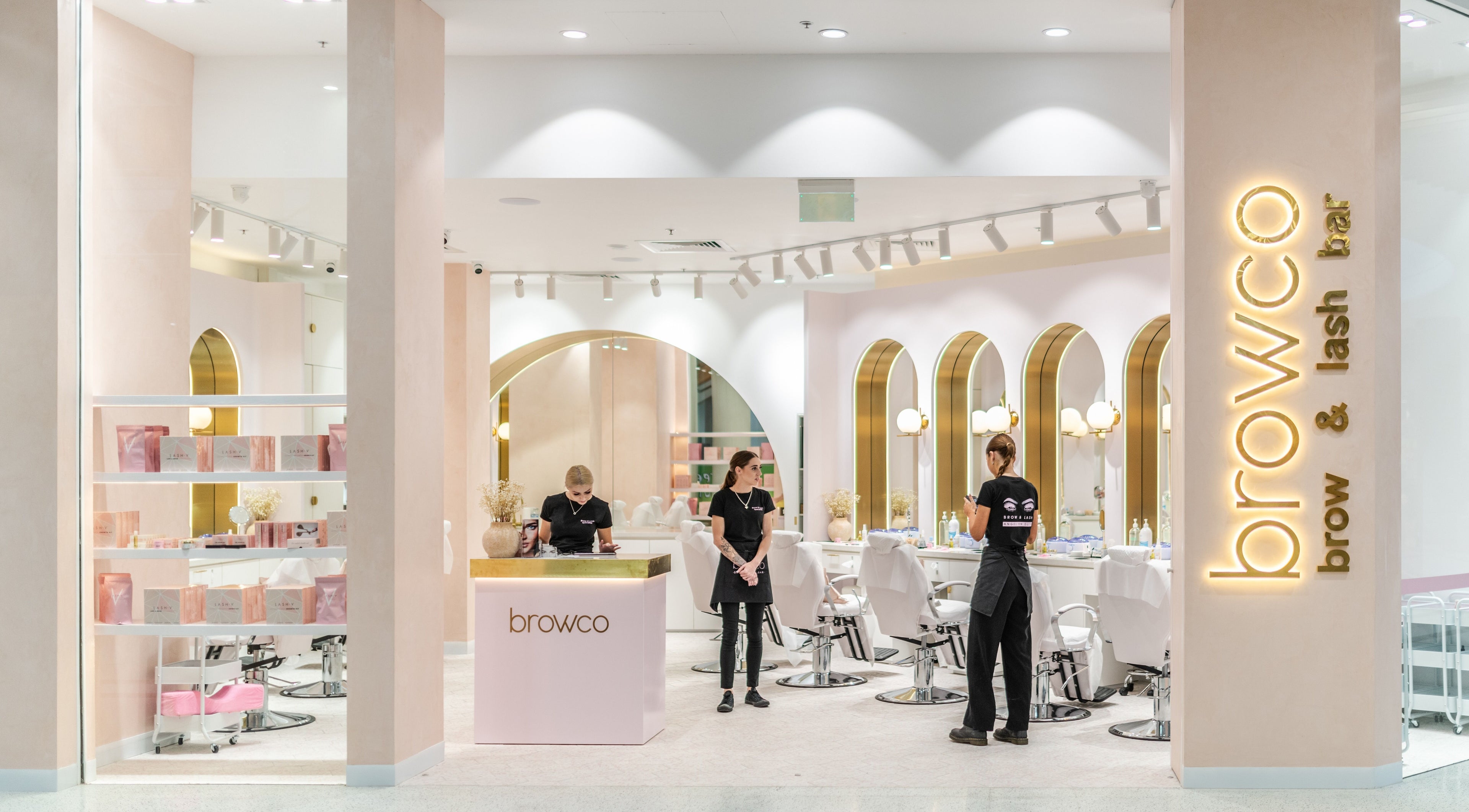 Interior of Browco Brow & Lash Bar - Charlestown Square, Charlestown, New South Wales, AU with sleek design.