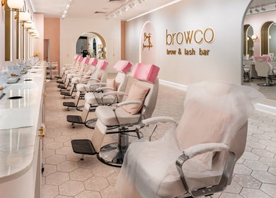 Elegant interior of Browco Brow & Lash Bar - Sunshine Plaza in Maroochydore, Queensland, AU with stylish seating.