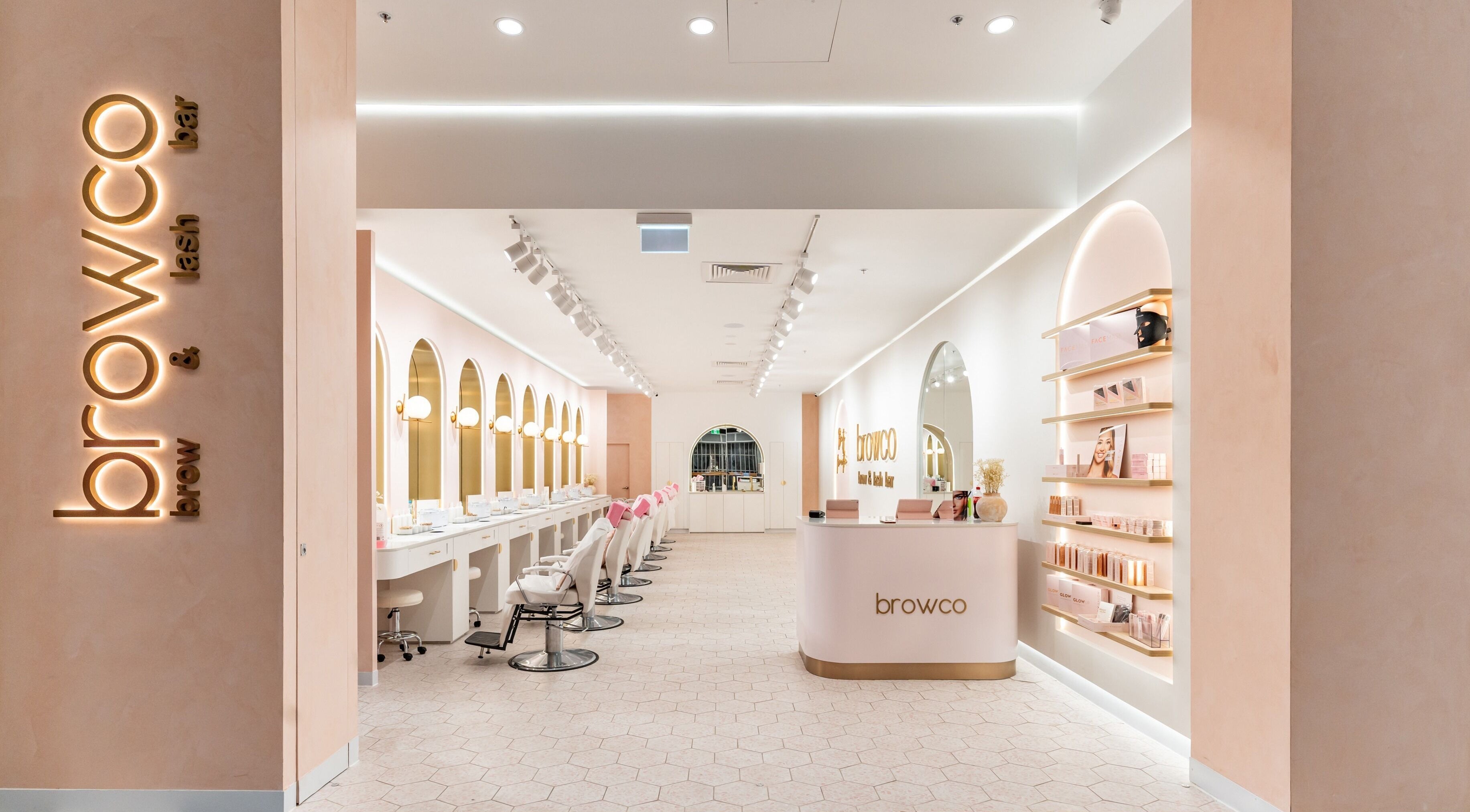 Elegant interior of Browco Brow & Lash Bar - Sunshine Plaza in Maroochydore, Queensland, AU featuring stylish decor.