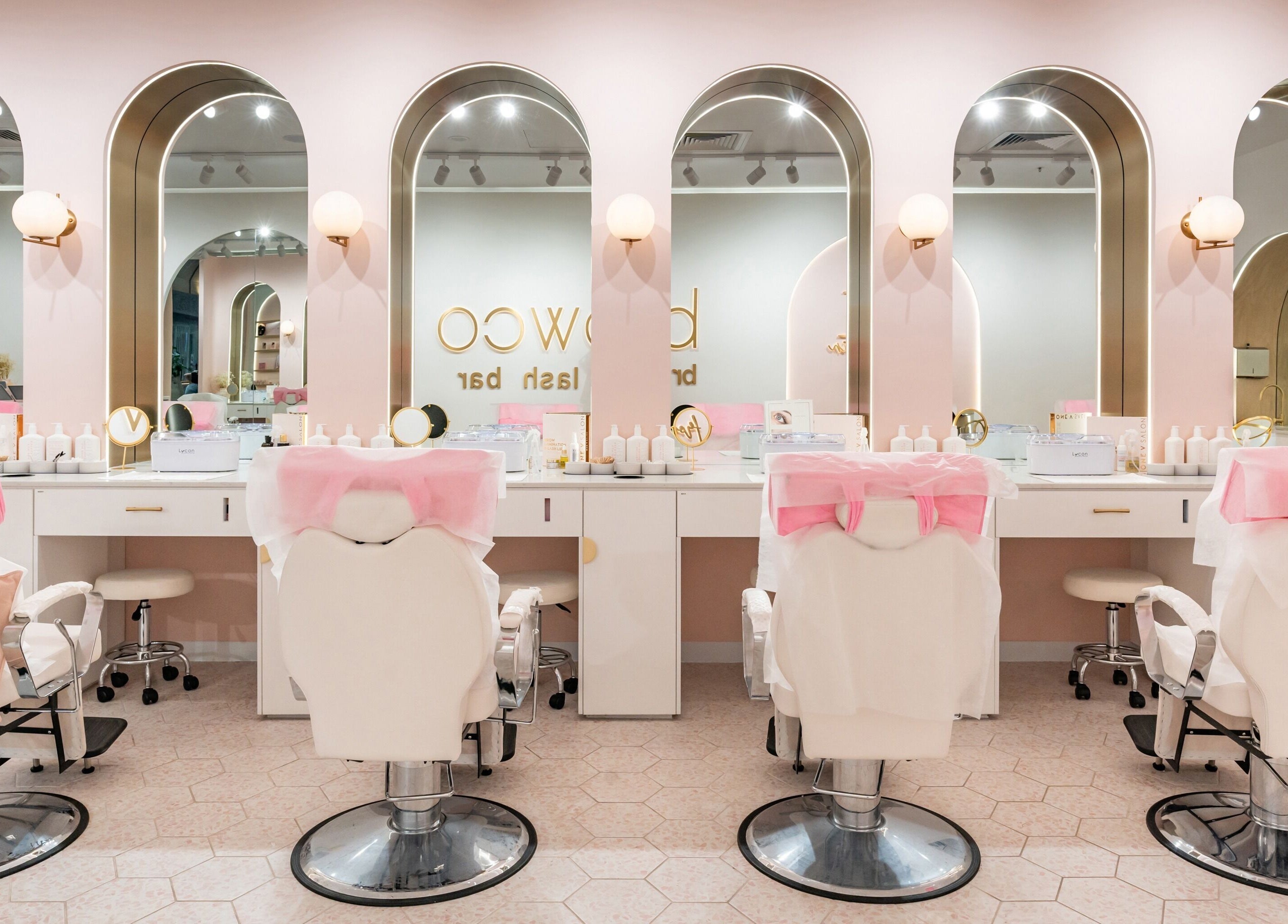 Chic interior of Browco Brow & Lash Bar - Sunshine Plaza, Maroochydore, Queensland, AU with plush seating.