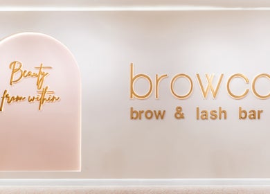 Stylish signage at Browco Brow & Lash Bar - Sunshine Plaza, Maroochydore, Queensland, AU.