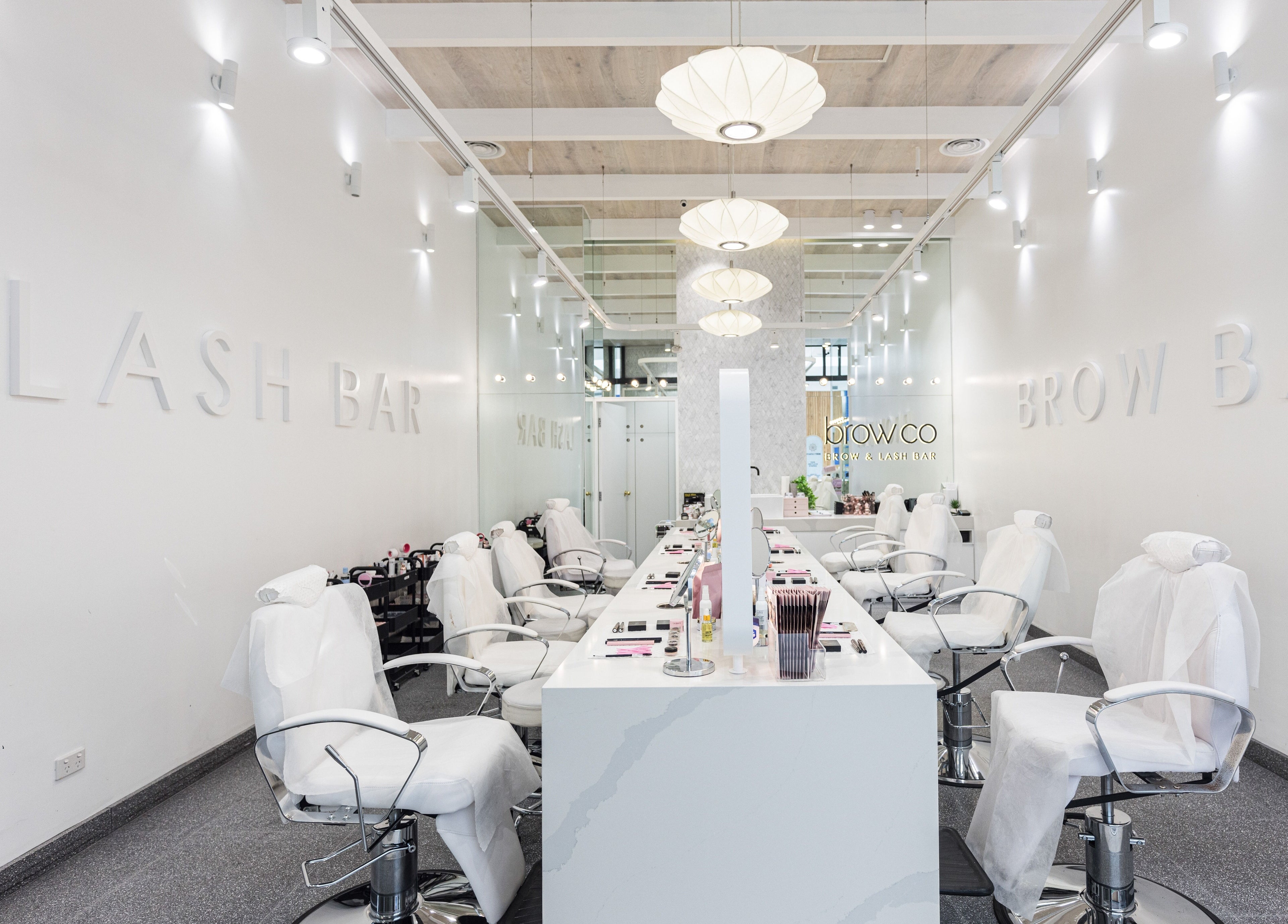 Interior view of Browco Brow & Lash Bar - Kotara Westfield, Kotara, New South Wales, AU featuring stylish salon chairs.