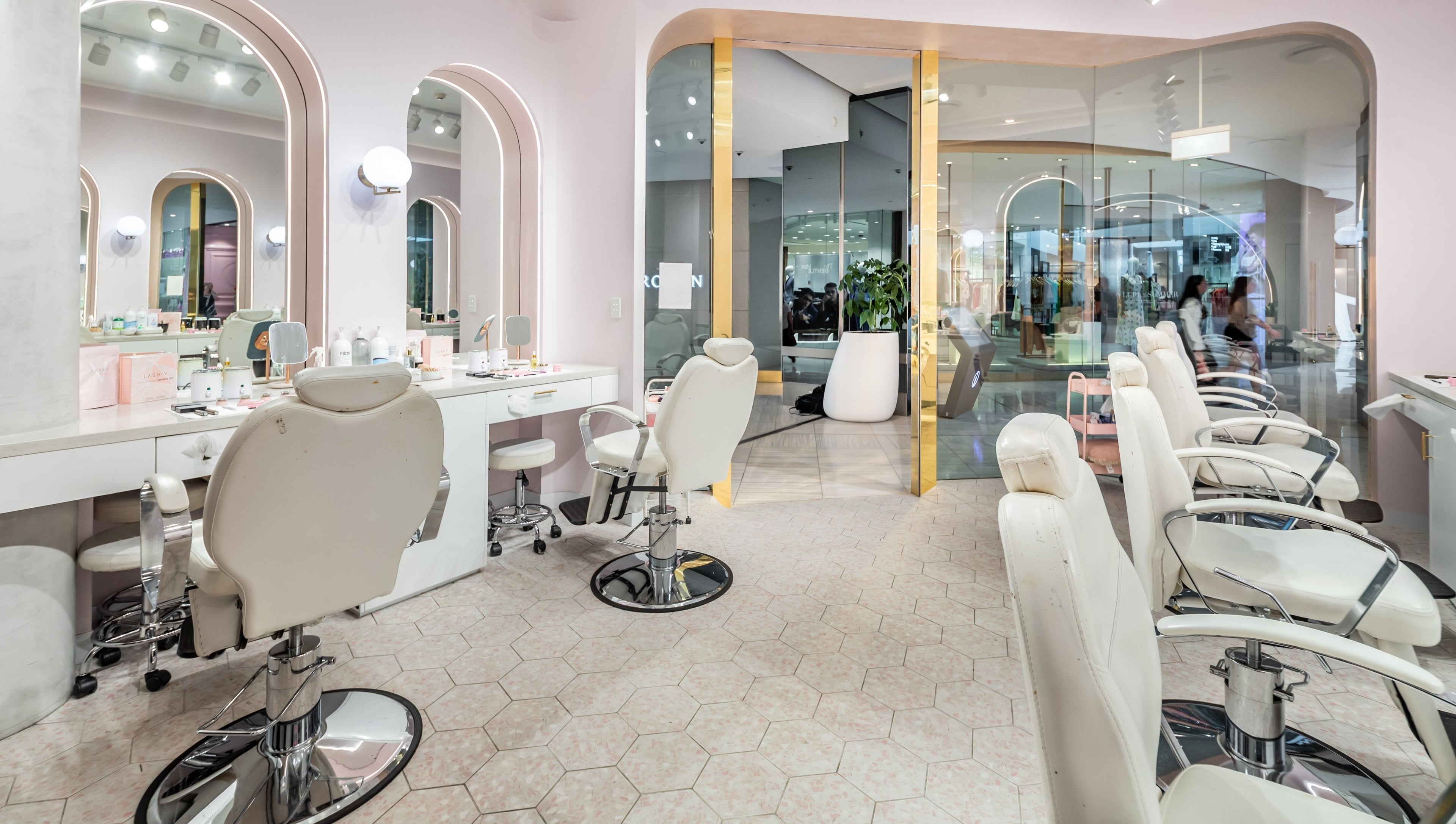 Interior view of Browco Brow & Lash Bar - Miranda Westfield, Miranda, New South Wales, AU featuring elegant salon chairs.