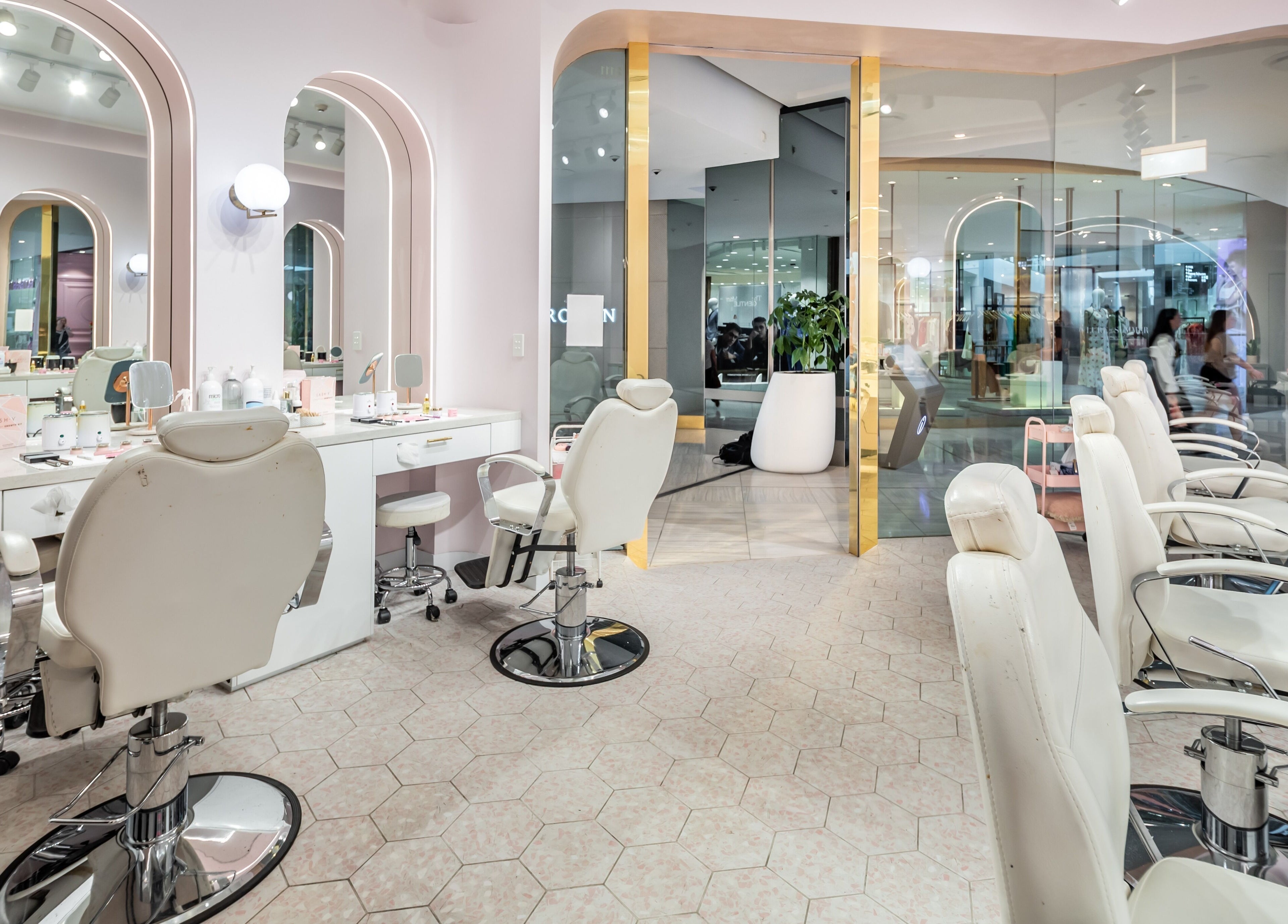 Interior view of Browco Brow & Lash Bar - Miranda Westfield, Miranda, New South Wales, AU featuring elegant salon chairs.