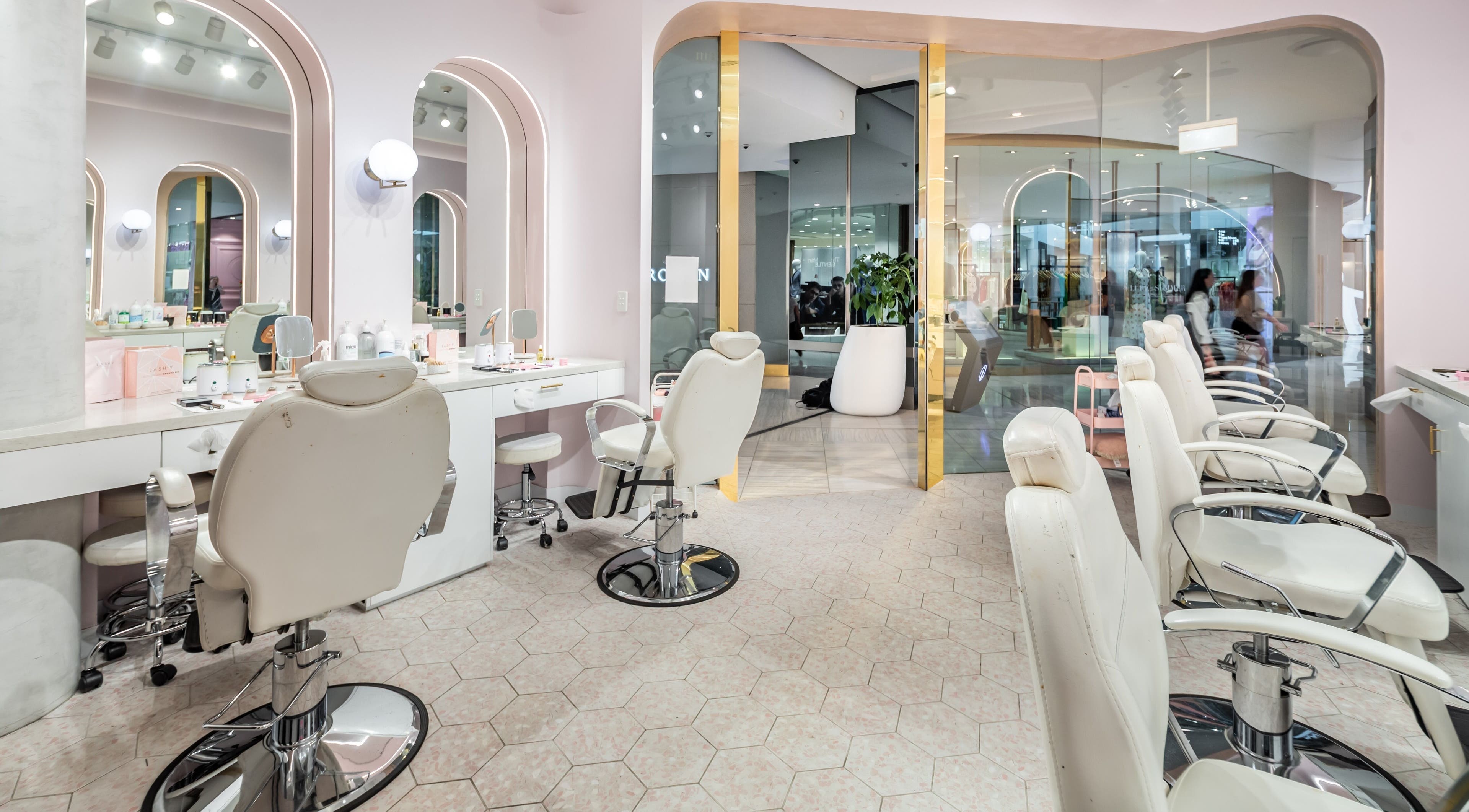 Interior view of Browco Brow & Lash Bar - Miranda Westfield, Miranda, New South Wales, AU featuring elegant salon chairs.