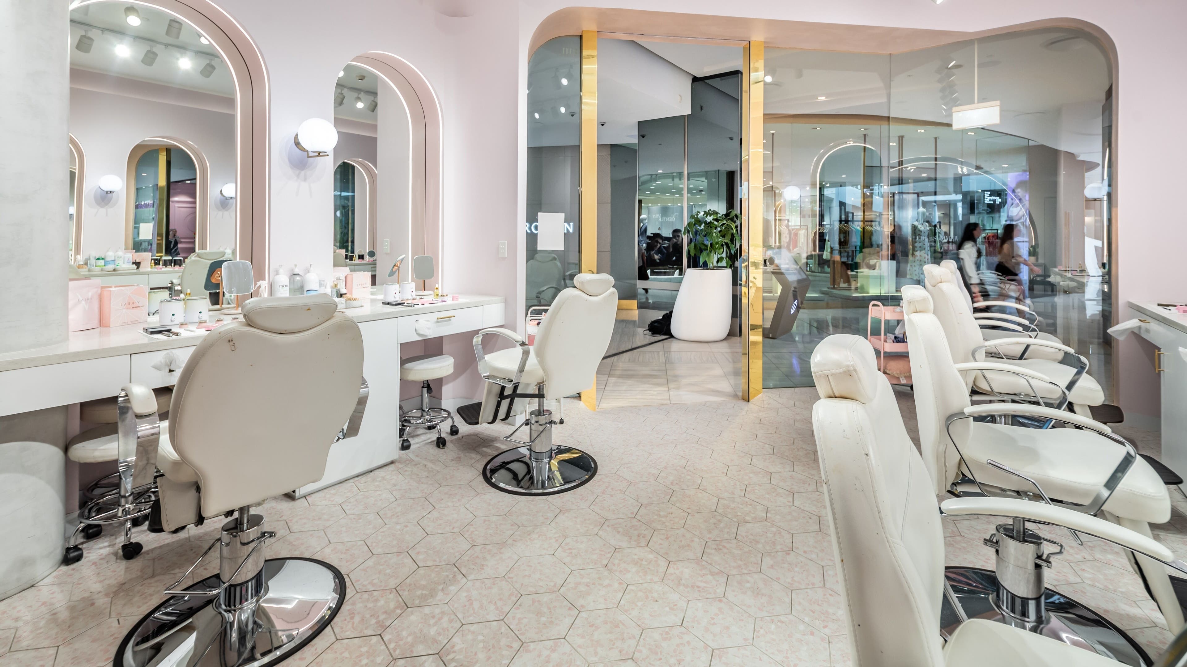 Interior view of Browco Brow & Lash Bar - Miranda Westfield, Miranda, New South Wales, AU featuring elegant salon chairs.