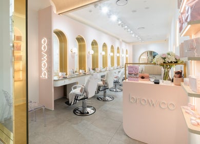 Inside Browco Brow & Lash Bar - Warringah Mall, elegant salon in Brookvale, New South Wales, AU, with modern decor.