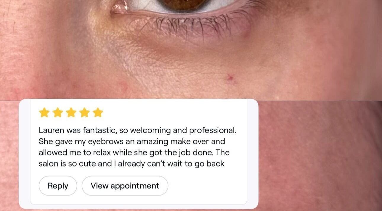Five-star review praising eyebrow makeover at The Salon Kinross, Kinross, Western Australia, AU.