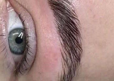 Close-up of styled eyebrow at Hair By Amy, Oswestry, England, GB.