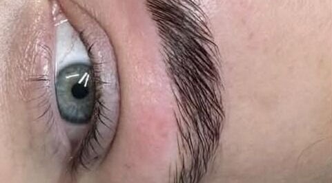 Close-up of styled eyebrow at Hair By Amy, Oswestry, England, GB.