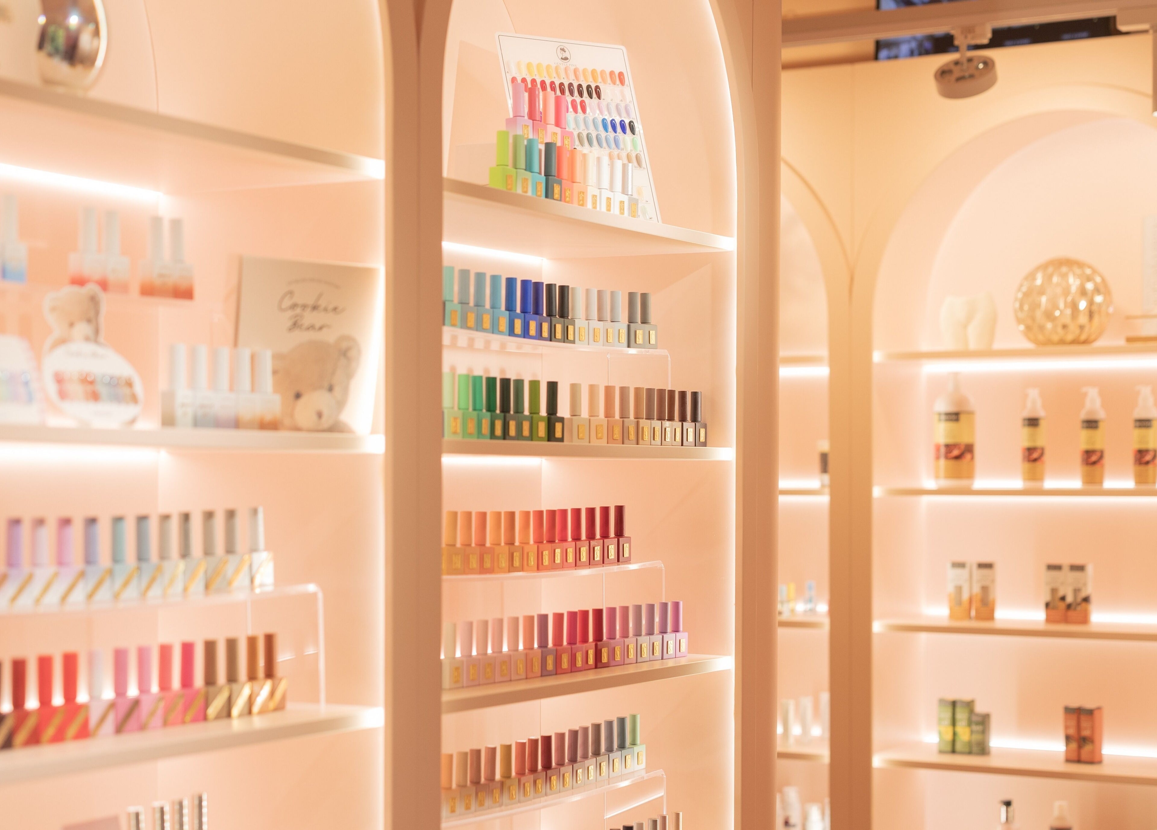 Vibrant nail polishes on display at Soulsister Nail, Hong Kong Island, Hong Kong Island, HK.