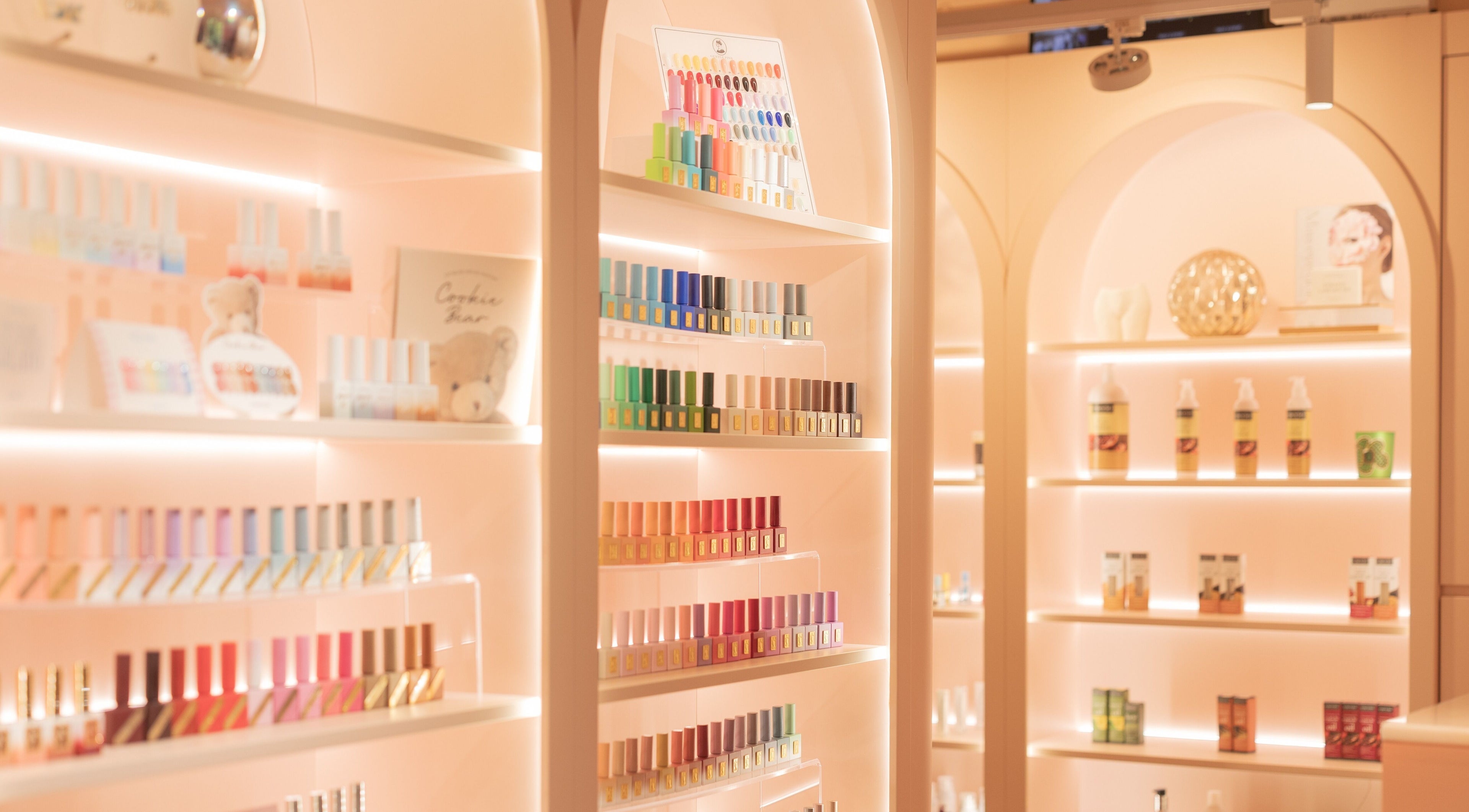 Vibrant nail polishes on display at Soulsister Nail, Hong Kong Island, Hong Kong Island, HK.