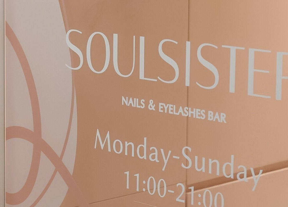Soulsister Nail elegant signage with hours at Hong Kong Island, Hong Kong Island, HK.