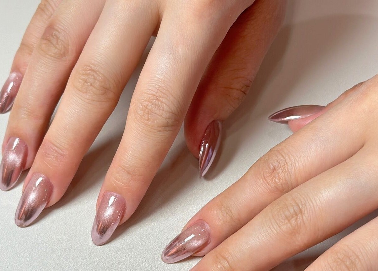 Shimmering pink nails design at Soulsister Nail, Hong Kong Island, Hong Kong Island, HK.