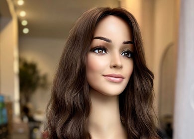Elegant beauty mannequin at Jo Hair Studio Toronto capturing the salon's ambiance in Toronto, Ontario, CA.