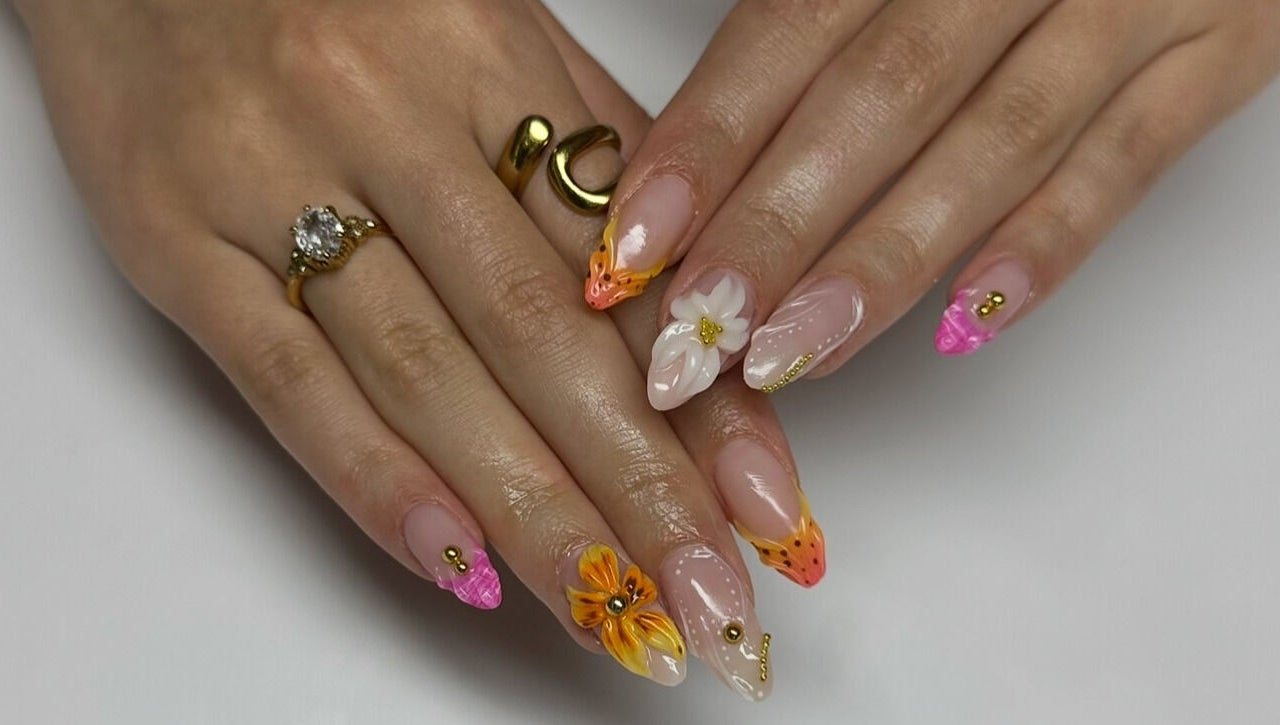 Elegant floral nail designs at Nailed It by Nattareeya, Saint Helier, St Helier, JE.
