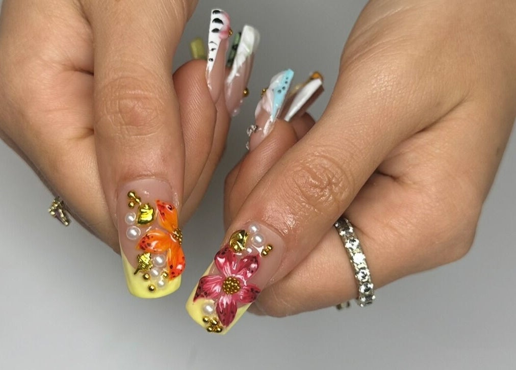 Beautiful floral nail art at Nailed it by Nattareeya, Saint Helier, St Helier, JE.