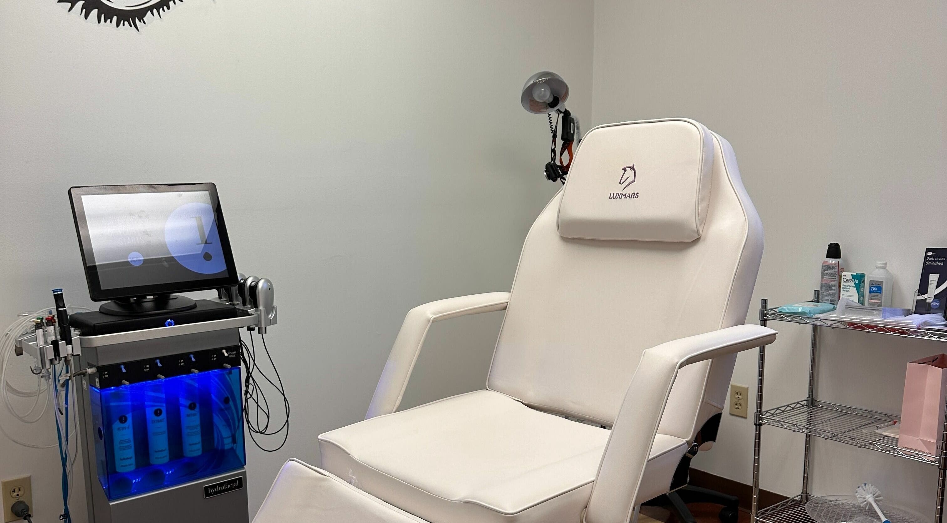 Luxurious treatment chair in Care360 Aesthetics and Wellness, Irvington, New Jersey.