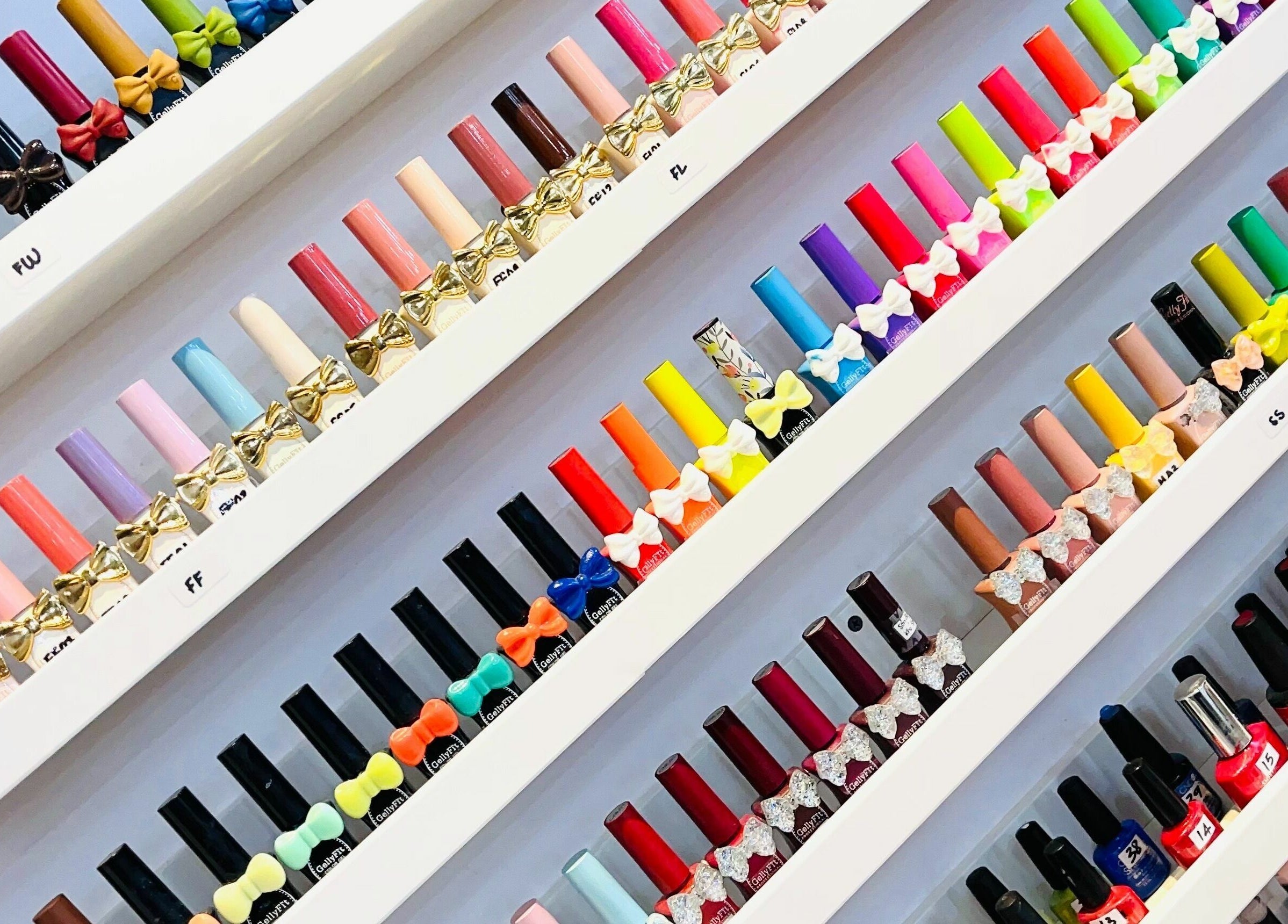 Colorful nail polish at Posy Nail (Homer St.), Vancouver, British Columbia, CA.