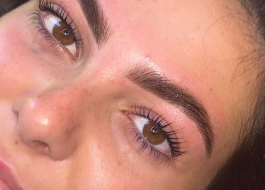 Close-up of perfectly done brows and lashes at Katie Tait Beauty, Clydebank, Scotland, GB.