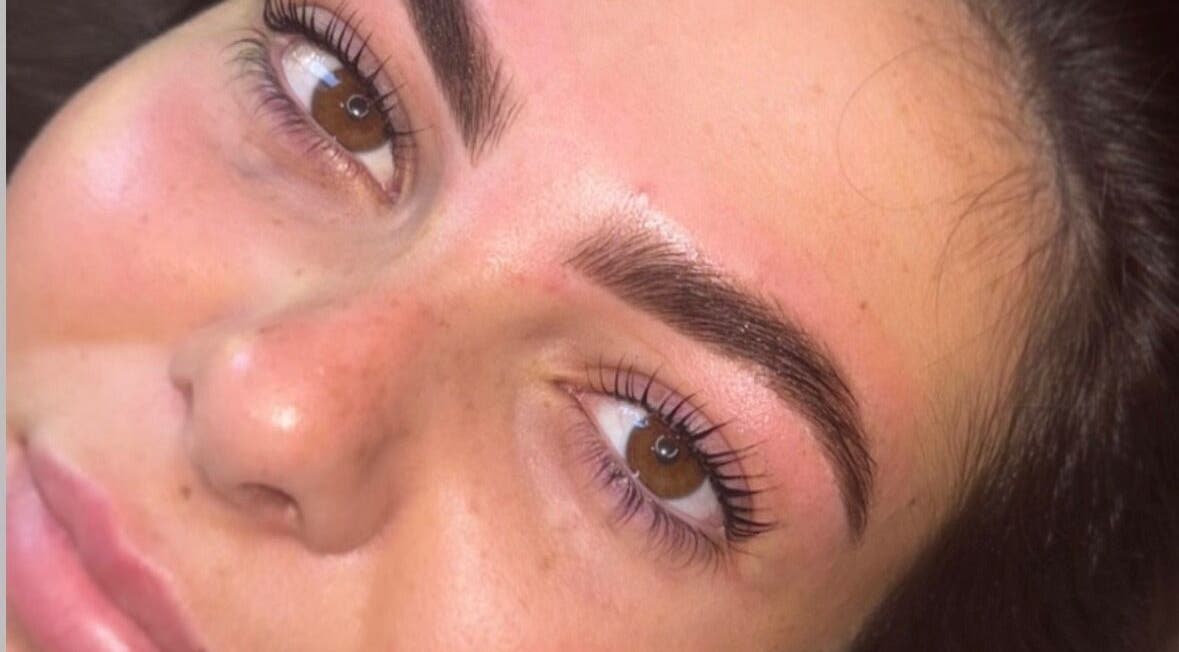 Close-up of perfectly done brows and lashes at Katie Tait Beauty, Clydebank, Scotland, GB.