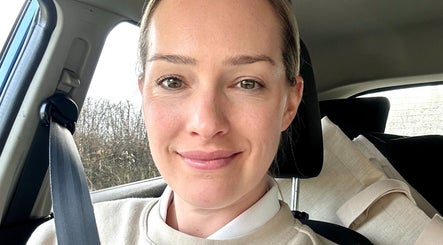 Christie in her car ready for Mobile Massage with Christie, England, England, GB.