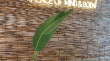 Leaf and bamboo decor at Toma Head Spa Orlando, Lake Mary, Florida, US.