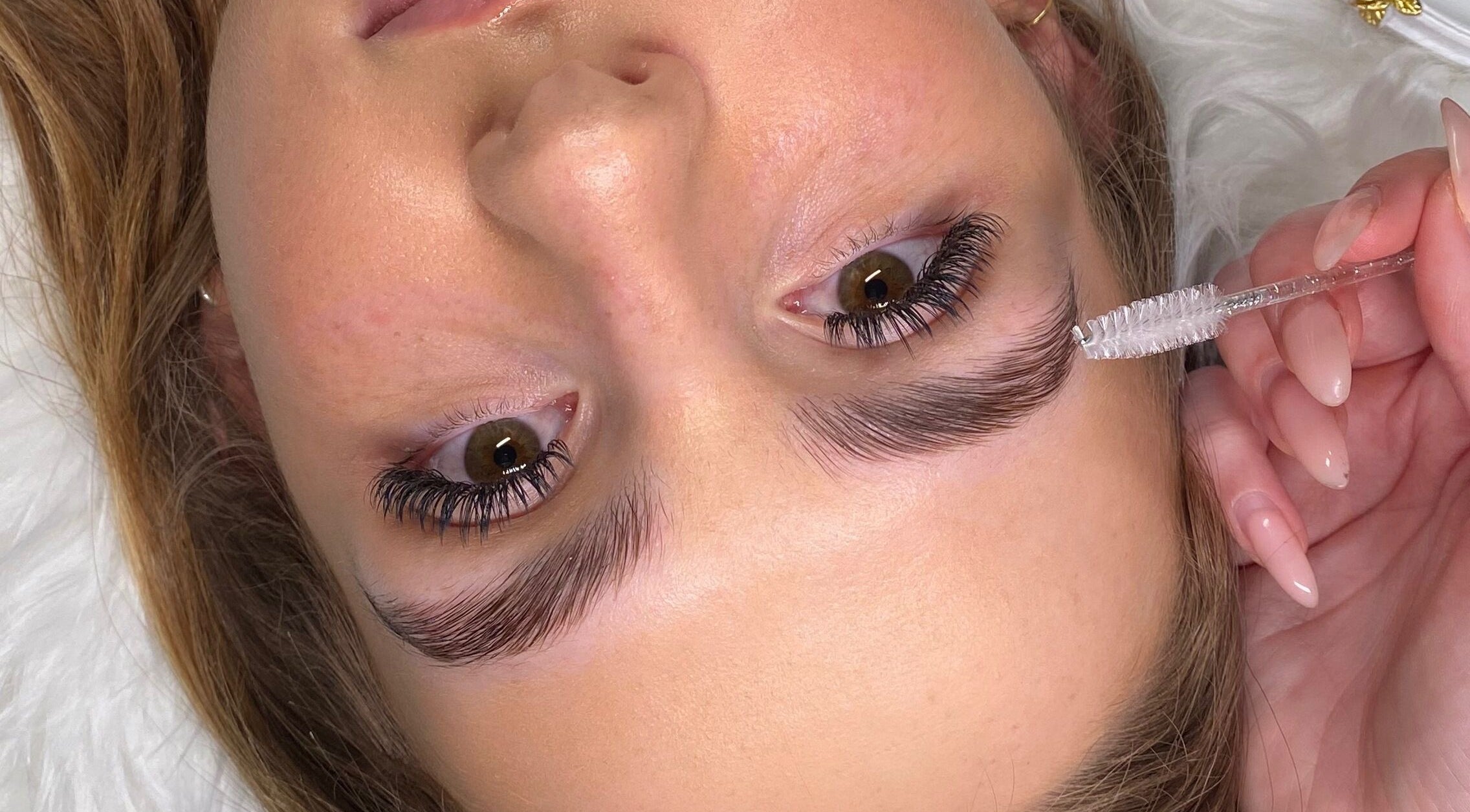 Close-up of perfect eyebrows and lashes at Pretty Little Lashes By Suzie, Lightsview, South Australia, AU.