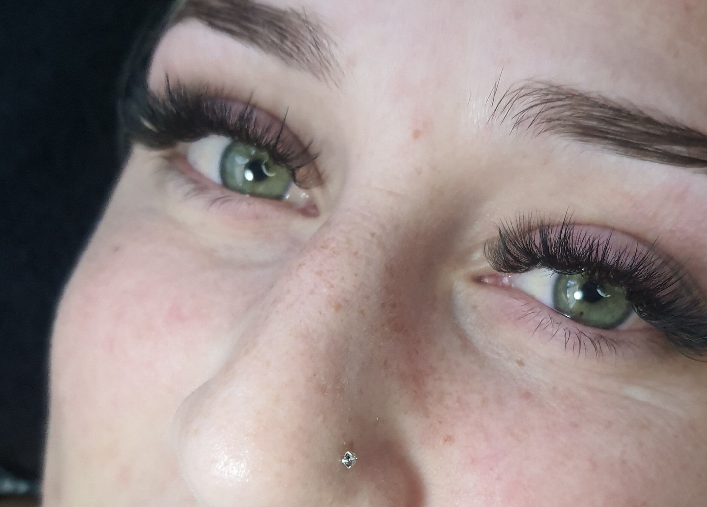 Enhanced eyelashes after treatment at Sam's Beauty Room, Durban, Kwazulu-natal, ZA, showcasing intricate detail.