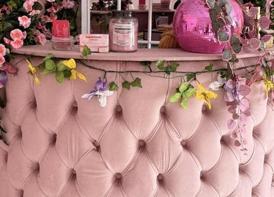 Elegant floral-decorated reception desk at Platinum Empire, Newcastle upon Tyne, England, GB.