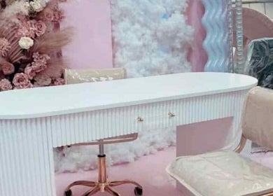 Elegant beauty station with floral decor at Platinum Empire, Newcastle upon Tyne, England, GB.