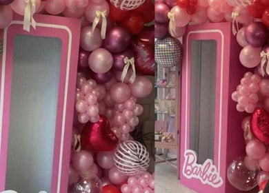 Platinum Empire venue with pink balloon display in Newcastle upon Tyne, England, GB.