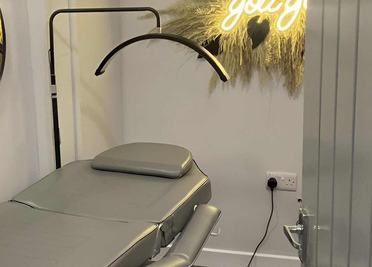 Modern treatment room at House of Boo, Petersfield, England, GB with stylish decor and relaxing ambiance.
