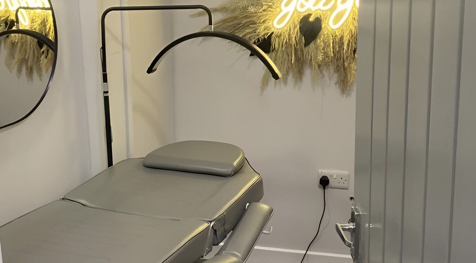 Modern treatment room at House of Boo, Petersfield, England, GB with stylish decor and relaxing ambiance.
